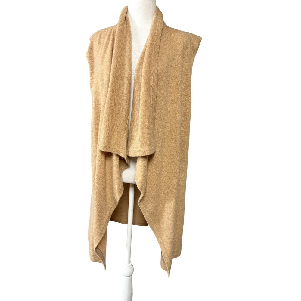 Halogen‎ Womens One Size Beige 100% Cashmere Longline Open Front Vest